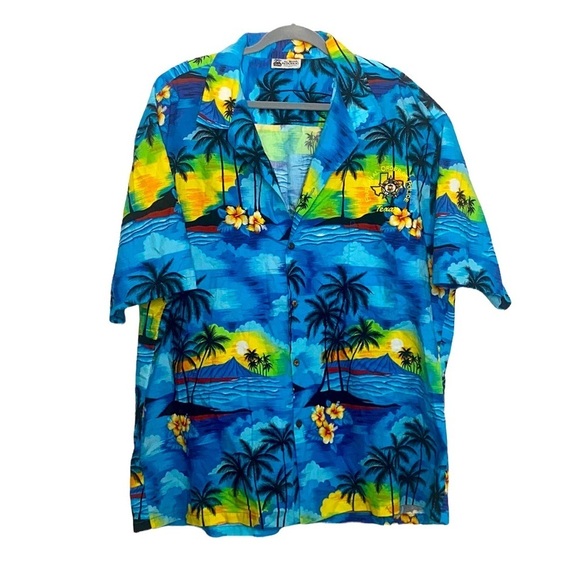 Aloha Rebublic Men's Blue & Yellow Tropical Print Button Down Shirt size XL - Picture 1 of 7